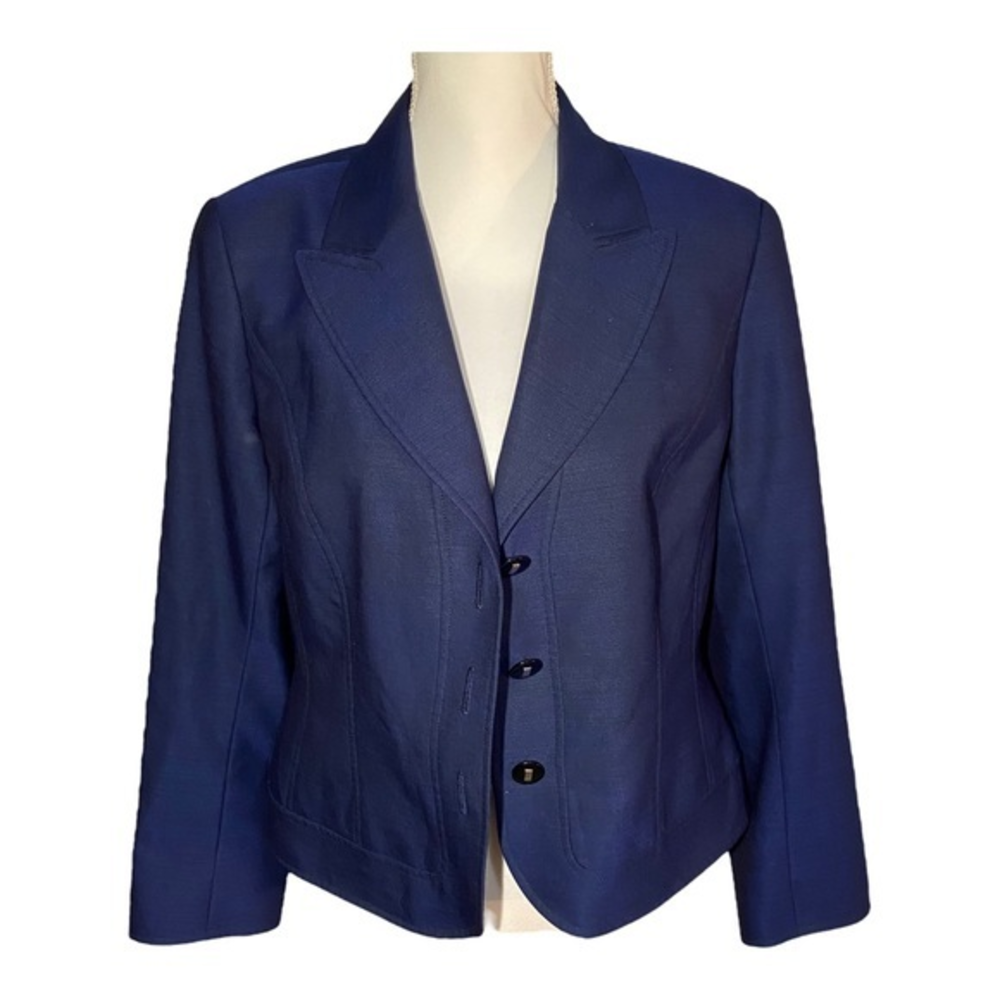 VINTAGE PETITE Mary Kay by Brookhurst, Inc. Navy Blue‎ Blazer 100% Wool